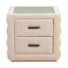 Zuo - Soffice Table de chevet - Beige-Verre trempé