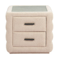 Zuo - Soffice Table de chevet - Beige-Verre trempé