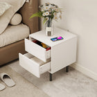 HOMCOM - Table de chevet avec tiroirs à ouverture par pression - blanc - lot de 2-Pieds de 15 cm de hauteur permettent un nettoyage facile et favorisent une meilleure circulation de l’air en dessous