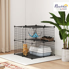PawHut - Cage pour chat à 2 niveaux, avec 2 portes, échelle, hamac - noir-Le design compact convient aux salons, chambres ou balcons couverts 