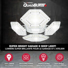 Bell+Howell - Lampe d'atelier QuadBurst 360 à 4 panneaux à visser pour plafond de garage-Trois panneaux à DEL surélevés réglables et un panneau central fixe orientent la lumière dans toutes les directions pour une couverture à 360 degrés allant jusqu'à 4 200 pieds carrés