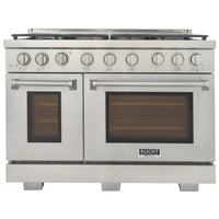 Kucht - 48 po Série KFX-X style professionnel au gaz propane - Acier inoxydable-Nouveaux brûleurs true simmer pour une cuisson délicate à basse température