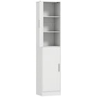 HOMCOM - Armoire de salle de bain mince et haute avec étagères - blanc-Le rangement fermé à six niveaux garde vos essentiels de salle de bain bien organisés et à l’abri de la poussière 