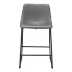 Zuo - Smart Tabouret de comptoir - Charcoal - Ensemble de 2-Tissu en faux cuir doux et durable