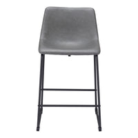 Zuo - Smart Tabouret de comptoir - Charcoal - Ensemble de 2-Tissu en faux cuir doux et durable
