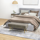 HOMCOM - Banc de rangement rembourré pour bout de lit - beige-Pieds solides en acier électroplaqué pour une grande stabilité et durabilité 