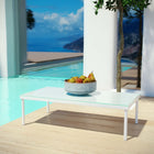 Modway - Harmony Terrasse extérieure Aluminium Table basse - Blanc-Surface en verre trempé de qualité