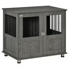 PawHut - Meuble cage pour chien, table d’appoint pour chiens de taille moyenne - gris-Large surface supérieure pour magazines, accessoires pour animaux, lampes de chevet et plus encore 