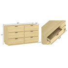 Manhattan Comfort - Commode double contemporaine moderne Chrystie 60" à 6 tiroirs - Naturel-Les coins arrondis adoucissent la silhouette et créent un profil calme et cohérent