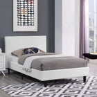 Modway - Anya Tissu Lit simple, Blanc-Système de support en bois de peuplier à lattes