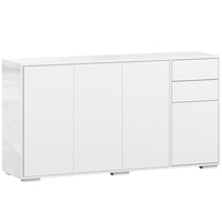 HOMCOM - Buffet latéral haute brillance 55,1 po L avec 2 tiroirs - blanc-Idéal pour ranger la vaisselle, les verres, les tasses, les livres, et plus encore 