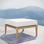 Modway - Clearwater Terrasse extérieure Bois de teck Ottoman in Gris blanc-Base en bois de teck haut de gamme Grade A