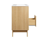 Modway - Soma 48" Meuble de salle de bain à double lavabo - Oak White-Trous centraux de 8"