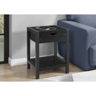 Monarch Specialties - 3202 Table d'Appoint Contemporaine 24 po à 2 Niveaux - Tiroir de Rangement - Stratifié Chêne Noir- Métal Noir-Équipée d'un tiroir de rangement pratique et d'une étagère à deux niveaux, cette table d'appoint offre des solutions fonctionnelles pour organiser vos essentiels, parfaite comme table de chevet ou bout de canapé