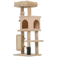 PawHut - Arbre à chat 41 po avec poteaux à griffer, lit, condo - beige-Le centre de jeux garde les chats divertis et actifs 