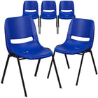 Flash Furniture - Chaise coquille bleue, empilable et ergonomique de la série HERCULES avec cadre noir, capacité de 880 lb-Capacité de poids de 880 lb