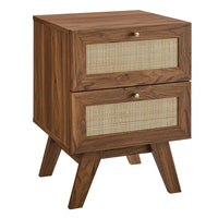 Modway - Soma 2 tiroirs Table de chevet, Noyer-Table de chevet moderne à 2 tiroirs