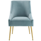 Modway - Discern Velours Performance Rembourré Chaise à manger - Bleu clair-Capsules de pied non marquées