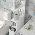 HOMCOM - Armoire de salle de bain étroite avec tiroir et étagères ouvertes - blanc-Assemblage requis
