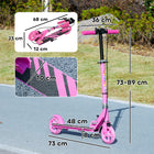Qaba - Trottinettes pliantes légères avec roues lumineuses, guidon à 4 niveaux - rose-Design cool et coloré avec des roues auto-éclairantes qui enthousiasment les enfants 