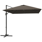 Outsunny - Parasol suspendu carré de patio 8 pi L x 8 pi l avec rotation à 360°, beige-Parasol de marché déporté attrayant et élégant offrant une protection supplémentaire contre les intempéries grâce à son design supérieur d’inclinaison et de manivelle  