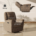 HOMCOM - Fauteuil inclinable électrique avec siège rembourré et ports USB - espresso-Base pivotante à 240° permettant des mouvements et interactions fluides et flexibles   