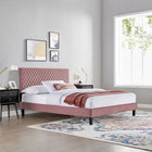 Modway - Garcelle Performance Velvet Lit de plateforme King, Rose poussiéreuse-Revêtement en velours de performance