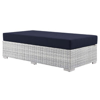 Modway - Convene Terrasse extérieure Ottoman rectangulaire in Marine gris clair-Tissage en rotin synthétique