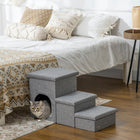 PawHut - Escalier pour chien avec boîtes de rangement et condo pour lits et canapés hauts - gris-Un coussin en peluche offre un endroit confortable pour se détendre, et le coussin entier peut être nettoyé à l'eau 