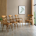 Modway - Gear Fauteuil à manger Ensemble de 4 - Noyer-Aucune assemblée requise