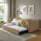Modway - Veyla Chenal Touffé Performance Velvet Lit de jour jumelle avec Trundle, Taupe-Roule-poussoir avec roulettes