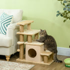 PawHut - Escalier pour chat à hauteur réglable avec poteau à griffer pour canapé - beige-Convient aux animaux âgés, plus petits ou blessés 