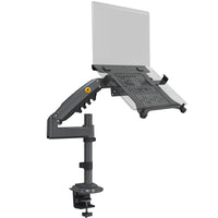 North Bayou - Support de bureau pour ordinateur portable/moniteur-Compatibilité du support pour ordinateur portable : Ce support offre deux options de montage, compatibles avec les ordinateurs portables de 10 à 17 pouces avec plateau ou les moniteurs de 17 à 30 pouces sans plateau (VESA 75 x 75 mm ou 100 x 100 mm). Le bras supporte un poids maximal de 9 kg. La largeur du plateau pour ordinateur portable est réglable de 220 à 420 mm. Le plateau perforé assure une meilleure ventilation et contribue au refroid