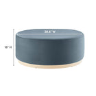 Modway - Tilden Gros velours rond de performance de 38" Rembourré Ottoman - Cadet Blue Natural-Tissu résistant aux taches