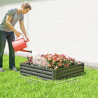Outsunny - Jardin surélevé 4 pi x 4 pi x 1 pi pour légumes - gris clair-Le matériau en acier galvanisé est revêtu de poudre pour une utilisation en extérieur 