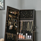 HOMCOM - Armoire à bijoux miroir - 18,4 po L x 14,4 po l x 59,6 po H - marron-Assemblage requis 