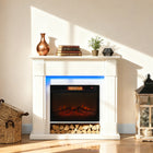 HOMCOM - Cheminée électrique 41 po avec manteau et effet de flamme 3d réglable - 1400 W - blanc-Équipé d'un dispositif de coupure thermique pour prévenir automatiquement tout problème de surchauffe
