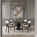 Manhattan Comfort - Lot de 2 chaises de salle à manger traditionnelles Pulitzer 46 cm, revêtement similicuir blanc perle et noyer-Cadre en hêtre massif avec une finition noyer riche