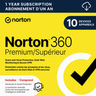 Norton - 360 Premium logiciel antivirus - 10 appareils - abonnement d'un an [téléchargement]-Une adresse e-mail valide doit être fournie lors du paiement