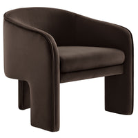 Modway - Greer Velours Performance Rembourré Fauteuil d’accent - Marron chocolat-Tissu de velours Performance