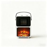 Warrmth - Mini foyer électrique portatif et radiateur d'appoint - Blanc-Radiateur d'appoint avec effet de flamme : Offre une chaleur apaisante et un effet de flamme réaliste pour créer une atmosphère de foyer chaleureuse 
