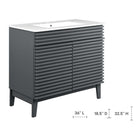 Modway - Render 36" Vanette de salle de bain - Gris blanc-Pieds en bois effilés