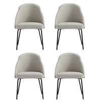 Manhattan Comfort - Lot de 4 chaises de salle à manger modernes Gracie 61,5 cm, revêtement similicuir, coloris pierre et noir-Chaise de salle à manger moderne pour salle à manger et usage de travail Lot de 4