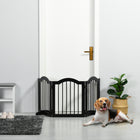PawHut - Barrière pour animaux autoportante avec 2 pieds de support - noir-Elle possède trois panneaux fixés ensemble avec des charnières 