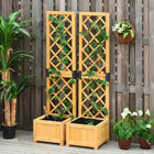 Outsunny - Ensemble de 2 bacs de jardin surélevés avec treillis pour plantes-Une jardinière décorative en bois pour votre espace de vie extérieur 