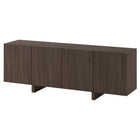 Hudson&Canal - Meuble TV rectangulaire cannelé Harold pour téléviseurs jusqu'à 75 po - Chêne brun-Le plateau supérieur supporte un poids maximal de 34 kg (75 lb), les étagères inférieures peuvent supporter chacune 11 kg (25 lb)