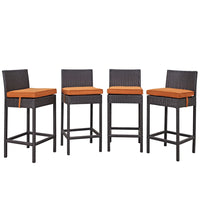 Modway - Convene 4 pièces Terrasse extérieure Coffret de pub - Espresso Orange-Tissage en rotin synthétique