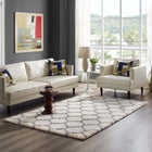 Modway - Solvea Treillis marocain Tapis 5 pi l x 8 pi L Shag Area - Ivoire et Gris-Tissage shag d’environ 2 pouces