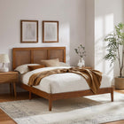 Modway - Sirocco Rotin et bois Lit de plateforme complet, Noyer-Cadre en caoutchouc