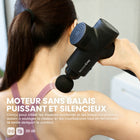 MotionGrey - Pistolet de massage à percussion pour tissus profonds - Appareil de massage portatif avec 20 niveaux de vitesse - Noir-6 têtes interchangeables : comprend 6 embouts de formes différentes pour cibler efficacement divers groupes musculaires et points de pression
